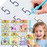 Large Magic Handwriting Practice Workbooks, Reusable Grooved Handwriting Practice for Kids 3-8, Toddler Writing Practice, Math Calligraphy, Letter Tracing, for Kindergarten Preschool, The Fun Kit