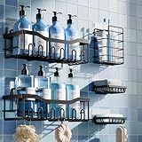 EUDELE 5-Pack Rustproof Stainless Steel Shower Caddy Set– No Drill Adhesive Bathroom Organizer, Space-Saving Shower Shelves for Apartment Essentials, Bathroom/Kitchen Storage Home Decor-L Size