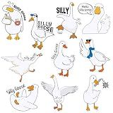 Dinifee 2 Sheets 20 Pcs Silly Goose Stickers for Water Bottle Funny Stickers Waterproof Goose Bumper Sticker Adorable Funny Decals for Laptop Tumblers Bike Skateboard Phone Adults