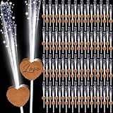 100 Pcs LED Wedding Sparklers Glow Sticks Heart Shape Long Fiber Optic Wands with 3 Light Modes for Send Off Reception Valentine Proposal Carnival Birthday Party Supplies Dance Floor Prop (Brown)