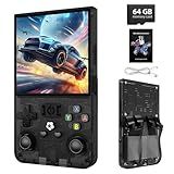 R36MAX Retro Handheld Game Console,64GB Open Source System Support 30+ Emulator Console,4.0 Inch IPS Screen Retro Gaming Console,4000mAh Battery,Video Game Console for Christmas-Transparent Black