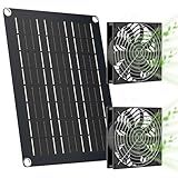 MARBERO 4.7 Inch Solar Powered Fan Kit, 15W Solar Panel with 2 Waterproof Fans, Intake or Exhaust Air Fan wtih 13 Ft Cable for Outside Backyard Chicken Coops, Greenhouses, Dog Houses, Pet Houses