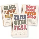 Gueevin 3 Pcs Christian Spiral Notebook A5 Church Journal, Retro Groovy