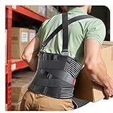 Ultra Breathable Work Back Brace for Men & Women [Upgraded Medical-Grade Support] Lower Back Support Belt with Removable Suspenders - Pain Relief for Lifting, Warehouse, Construction, Moving