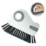 2 in 1 Groove Cleaning Brush, 2025 New Window Track Cleaning Tools, Multifunctional Bristle Crevice Brush with Hidden Scraper for Sliding Door Track Window Seal (Gray 1pc)