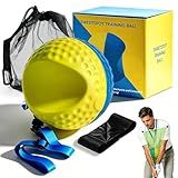 Golf Training Aid Ball and Armband, Golf Swing Trainer for Consistent Precise Swing, Fix Slicing, Scooping Chicken Wing, Golf Training Tool with Armband, Adjustable Lanyard, Storage Bag Golfer- Yellow
