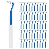 Fremouth 50 Count Angle Interdental Brushes for Braces, Tight(0.7mm), L- Shaped Interproximal Floss for Dental Plaque Removal Health