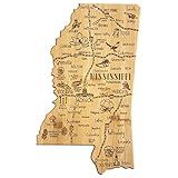 Totally Bamboo Destination Mississippi State Shaped Serving and Cutting Board, Includes Hang Tie for Wall Display