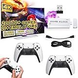 2025 Upgraded Retro Game Stick Console - Video Game Console with 20,000+ Games, Enhanced Dual 2.4G Wireless Controllers, Plug and Play TV Nostalgia Stick, HDMI Output (white)