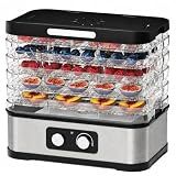 Konfintos Compact Food Dehydrator Machine for Jerky & Fruit, 250W Small Food Dryer, 5 Stackable BPA-Free Trays with Temperature Control for Beef Jerky, Mushroom, Herbs & Pet Treats, 72H Max, Black