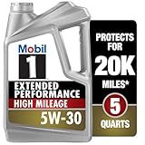 Mobil 1 Extended Performance High Mileage Full Synthetic Motor Oil 5W-30, 5 Quart