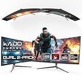 Kado Dual Gaming Monitor Setup - 2-Pack 30" Curved 1800R 21:9 Ultrawide 2560x1080 200Hz 1ms Computer Monitor, Stacked Gaming Setup AMD FreeSync Premium, VESA Mount HDMI DisplayPort Built-in Speakers