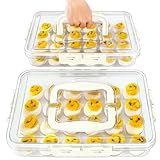 MesRosa 2 Pack Deviled Egg Containers with Lid and Handle, Durable Clear Plastic Deviled Egg Carrier Storage 48 Eggs, Stackable Egg Holder for Fridge, Portable Tray Platter for Party & Picnics-White