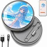 Digital Pin Digital Badge with Image Video GIF and Scrolling Text Display with Touch Screen Customizable Anime Style Wearable, Smart Button for Fan Events, Cosplay and Fandoms (Gray)