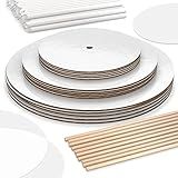 BluShore Cake Boards Tiering Kit - Cake Board 10 Inch, 8 Inch, and 6 Inch (5 Pieces Each) With Parchment Paper Rounds, Wooden Dowels, and Straw Dowels - Cardboard Cake Rounds Stacking Kit [130 Pieces]