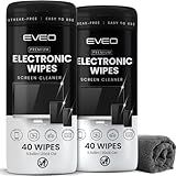 Electronic Wipes Screen Cleaner Streak-Free [2 Pack x40] Computer Screen Wipes, TV Screen Cleaner Wipes, Monitor Wipes for Smart TV, Laptop, iPhone, ipad and more - [Microfiber Cloth + 80 Wipes]