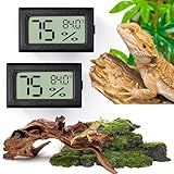 Reptile Thermometer and Humidity Gauge,2PCS Digital Hygrometer Adhesive Reptile Terrarium Hydrometer,Bearded Dragon Tank Accessories,Pet Humidity Meter Supplies for Leopard Crested Gecko,Snake,Lizard