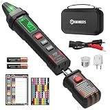KAIWEETS Circuit Breaker Finder with LCD Display, GFCI Outlet Tester, AC 90-130V Electrical Circuit Tracer Tool with NCV Tset & Flashlight, Includes Carrying Case with Adapter, Alligator Clips -KT303P