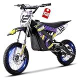 KOOZ HP112E PRO 36V 1000W Electric Dirt Bike for Kids, 3 Speed Modes Teen Electric Motorcycle Up to 20.6 MPH& 19 Miles Long-Range, Dual Suspension & Disc Brake, 16" Sturdy Tire (Purple)