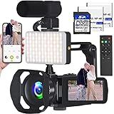 Video Camera 8k Camcorder 48MP UHD WiFi IR Night Vision Vlogging Camera for YouTube, 18X Digital Zoom 3.0“ LCD Screen Digital Camera with Microphone, 32G SD Card, Remote Control and 2 Batteries