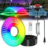 Goldlife Pond Fountain Aerator Lights, 200W RGBW 20000LM 160LED Fountain Light With 100FT Power Cord, IP68 Waterproof Stainless Steel Wireless Sync Control Floating Fountains Pump Light for Lake Ponds