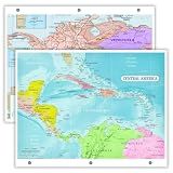 Central America Map & Colombia Map Reference Page – Laminated, Double-Sided 3-Ring Binder Insert – Durable Gloss Geography Chart for Study (2 Pack)