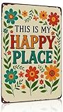 Funnysign Garden Gifts This Is My Happy Place Vintage Tin Sign for Home Garden Patio Yard Decor 8 X 12 Inch(3981)