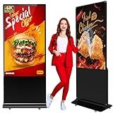 SIOXCFZ 65-inch Indoor Floor Standing Digital Signage Display, 4K 2160P Touchscreen LCD Screen Android OS Kiosk Stand with 2 Speakers, Auto Media Display Advertising Player Supports Remote Control