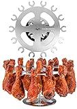 Flame Fingers XL Chicken Grill Rack - Holds 18 Legs, Wings, Thighs, Lollipops or Turkey Drumsticks. Stainless Rotating Design for use on Grills BBQ's Smokers Ovens