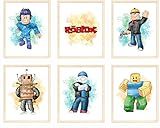Nistio® Roblox Posters, Mining Pixel Fun Prints, Gamer Themed Wall Decor, Video Gamer Posters, Posters for Boys Room, Set of 6 Prints, Unframed, 8x10 inches