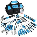 FASTPRO 220-Piece Home Tool Set, Household Repairing Tool Kit with 12-Inch Wide Mouth Open Storage Tool Bag, Blue
