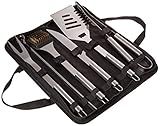 7-Piece BBQ Grill Tool Kit - Stainless Steel BBQ Accessories Kitchen Set With Spatula, Tongs, Fork, Knife, Brush, Skewers, and Case by Home-Complete