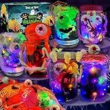 AIVEI 6 Pack Halloween Crafts for Kids Mason Jar with Accessories DIY Lantern Crafts Kits Halloween Activities Toys Bulk Art Supplies Gifts for Girls Boys Adults