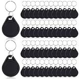 Beeveer 100 Pcs Nfc Tags Keytags Nfc Key Keychain Business Card Digital Programmable 504 Bytes Memory, Compatible with Mobile Phone (Black)