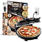 PIEZANO XL 14 Inch Electric Indoor Pizza Oven Heats up to 800˚F - Pizza Maker with Stone for Crispy Crust Pizza, Cooks in Under 6 Minutes, Countertop, Dual Heat Control, Peels & Scraper Included
