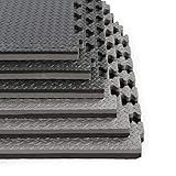 Xspec 1" Extra Thick 48 sq ft Reversible EVA Gym Foam Floor Mat Tiles (24" x 24"), Steel Pattern, 12 pcs, Black & Grey