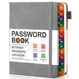 6.1"x4.8" Password Book Keeper Alphabet Tabs Back Pocket for Seniors (grey）
