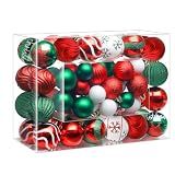 SHareconn 66Pcs Christmas Tree Decorations, Christmas Tree Ornaments Set | Assorted & Unique Designs Christmas Ball Ornaments, Shatterproof Plastic Xmas Tree Balls for Holiday Decor, Red Green White