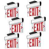 Elephant Depot Red Led Edge-Lit Exit Sign, Aluminum Housing Double-Sided Mirrored Rotating Acrylic Plate, UL Damp Location Listed, Hardwired Emergency Exit Signs For Business, Top/Side/Wall Mount(Canopy Included)