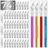 JTIEO Exacto Knife Hobby Knife 74 Pack with 4 Upgrade Sharp Hobby Knives and 70 Spare Exacto Knife Blades for Art, Scrapbooking,Stencil