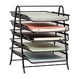 Mind Reader 5-Tier Paper Tray Organizer, Vertical Desktop File Storage Rack, Office, Metal Mesh, Black