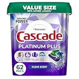 Cascade Platinum Plus Dishwasher Pods, Dish Detergent Soap, Fresh, 62 Count