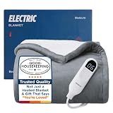 Bedsure Heated Blanket Throw Blanket with Preheat Function - Fast Heating Electric Blanket, Soft Flannel Throw with 6 Time Settings(Up to 10H), 6 Heating Settings, Gifts for Grandma (50"x60", Grey)
