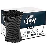 Coffee Stirrers Sticks, Disposable Plastic Drink Stirrer Sticks, 1000 Stirrers, Use It As A Coffee Straws Or A Cocktail Mixers (Black, 5-Inch (Pack of 1)
