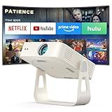 [Officially-Licensed App & Auto Focus]White Smart Mini Projector with WiFi and Bluetooth, XuanPad 4K Support Movie Projector, Portable Native 1080P Outdoor Projector with 360° Stand