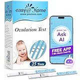 Easy@Home Ovulation Test Strips, 25 Pack Fertility Tests, Ovulation Predictor Kit, Powered by Premom Ovulation Predictor iOS and Android App, 25 LH Strips