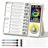 5 IN 1 Visual Timer for Kids/Adults with Chore Chart, ADHD Tools 12/24H Silent Task Timer and Pomodoro Timer, ADHD & Autism Sensory Products, Visual Schedule for Kids Back to School Supplies Off-white