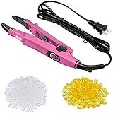 Zhehao Fusion Hair Extensions Tool US Plug Professional Hair Extensions Tools C Head U Tip Iron Connector Wand with 2 Bags Keratin Glue Granule Beads(Pink)