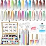 Sponge Pat Gel Polish Palette, 60 Colors Ombre Gel Nail Polish Kit, Gradient Blush Blooming Painting Pigment Patting French Manicure Tools Nails Art DIY Home (60 Colors Set)