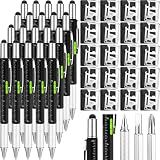 Vicenpal 40 Pcs Multi-tool Men Gifts Bulk 6 in 1 Screwdriver Tool Pen with Multitool Credit Card Bulk Tool Pens for Dad Husband Male Employee Birthday Christmas Stocking Stuffer (Black;silver)
